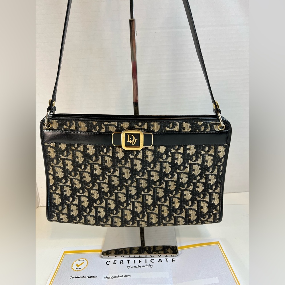 Christian Dior Trotter Canvas with Leather trim vintage w/COA